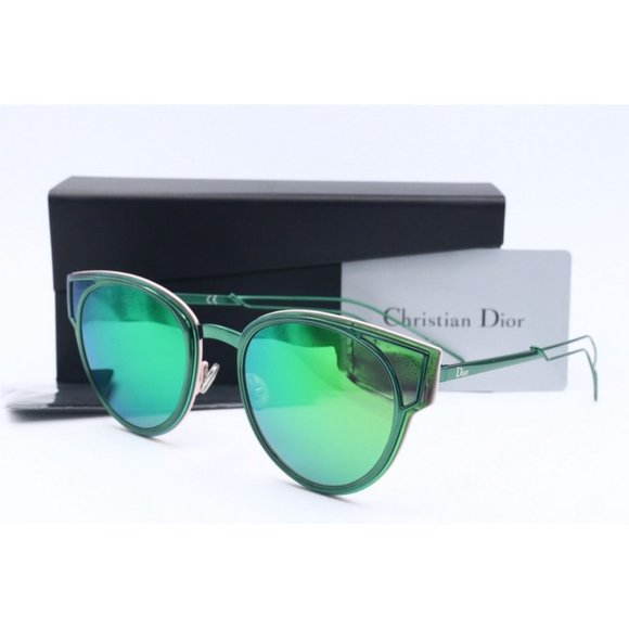 Christian Dior Sculpt HS 3 Cat Eye Green Sunglasses Green Mirrored Lenses 63mm - Picture 1 of 7